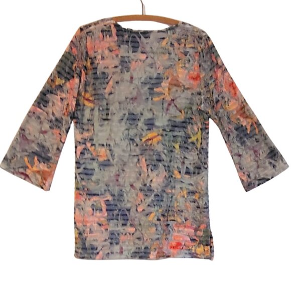 Soft Surroundings Womens Botanique Floral Tunic Top Large Ribbed Coastal Boho - Picture 2 of 5